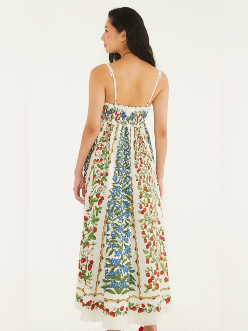 FARM Rio White Maxi Dress with Red & Blue Floral Stripe - Picture 3 of 5